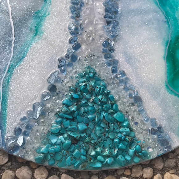 Ocean Inspired Real Crystal Epoxy Abstract Art - Picture 4 of 8